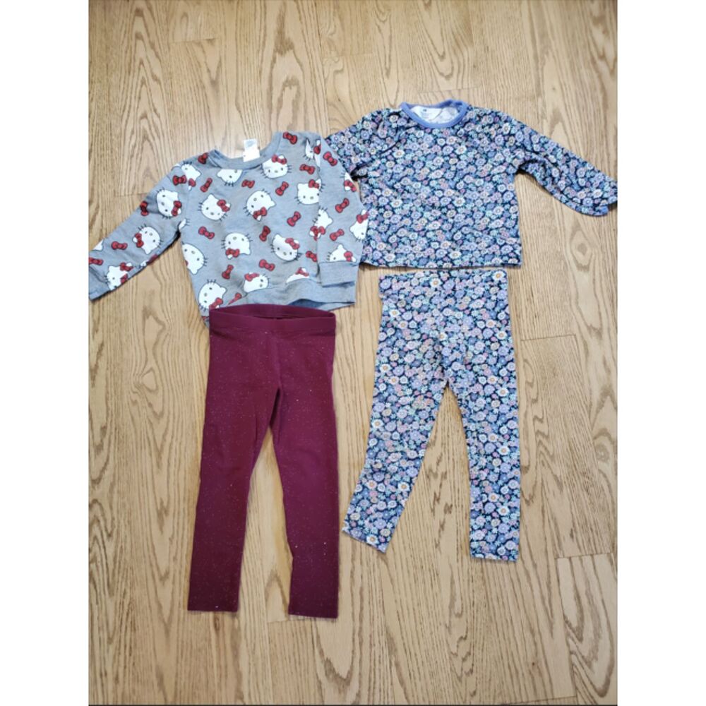 H&M, Hello Kitty, Cat & Jack 4T Lot of 4 - Sweatshirt, Top, and 2 Leggings VGUC